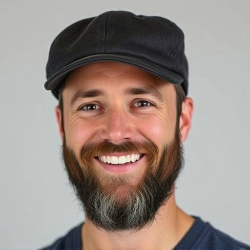 Headshot of Marcus Bellweather, a man with a neatly trimmed beard, wearing a director's cap and a friendly expression.